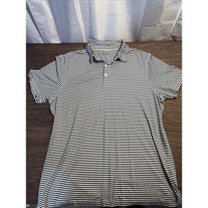 J. Crew Performance Men's Large Short Sleeve Polo Shirt Navy White Stripe